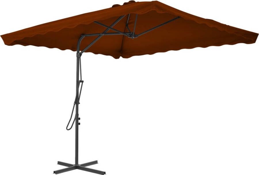 The Living Store Parasol Terracotta 250x250x230 cm UV-beschermend polyester 360 graden draaibaar Inclusief kruisvoet en baleinen