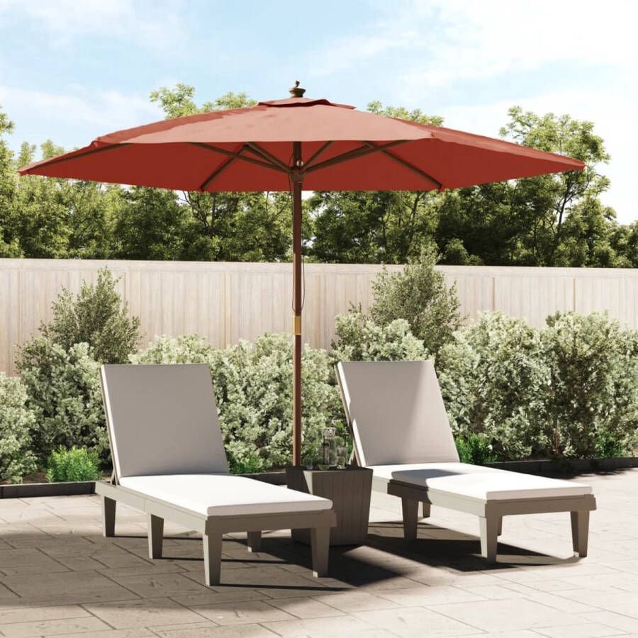 The Living Store Parasol Terracotta 299 x 240 cm Duurzaam Polyester Stabiel Hardhout Ventilatierooster Eenvoudig te bedienen