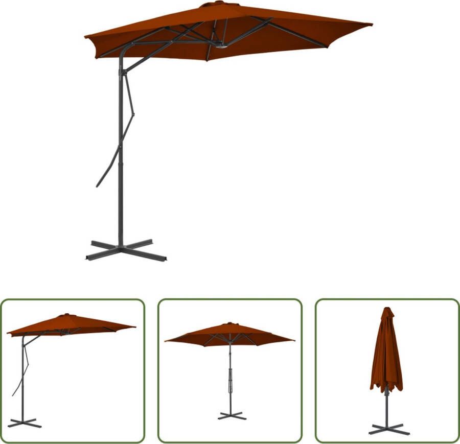 The Living Store Parasol Terracotta 300x230 cm UV-beschermend polyester Draaibaar