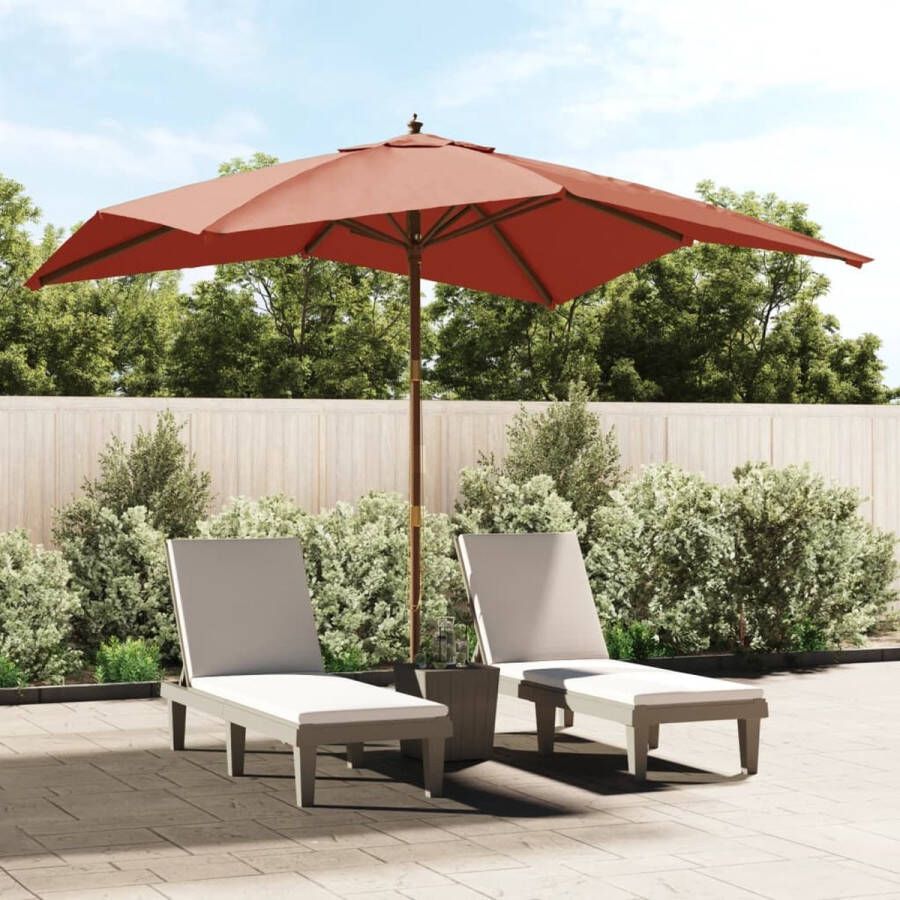 The Living Store Parasol Terracotta Parasols 300x300x273 cm Dubbel katrolsysteem