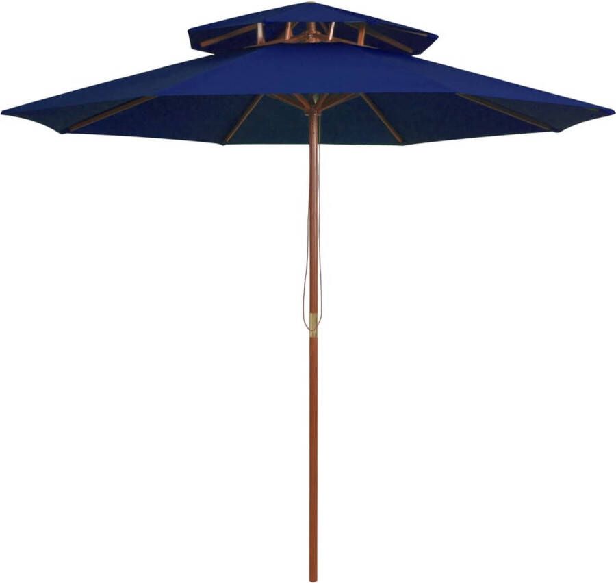 The Living Store Parasol Tuin 270 x 256 cm Blauw Houten frame