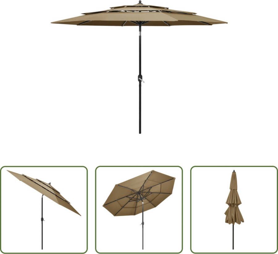 The Living Store Parasol Tuin 3-laags Taupe 300x243 cm