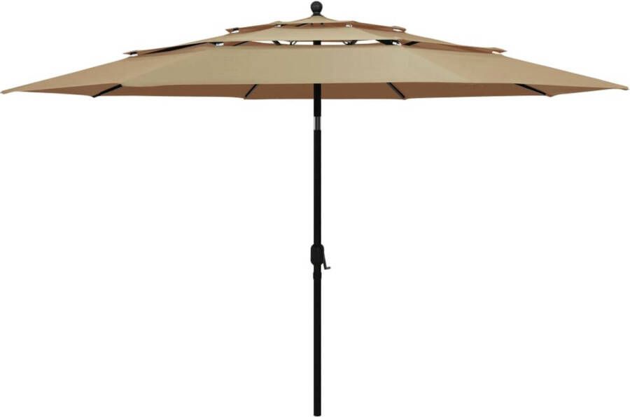 The Living Store Parasol Tuin 350 x 260 cm Uv-beschermend polyester Aluminium paal Taupe