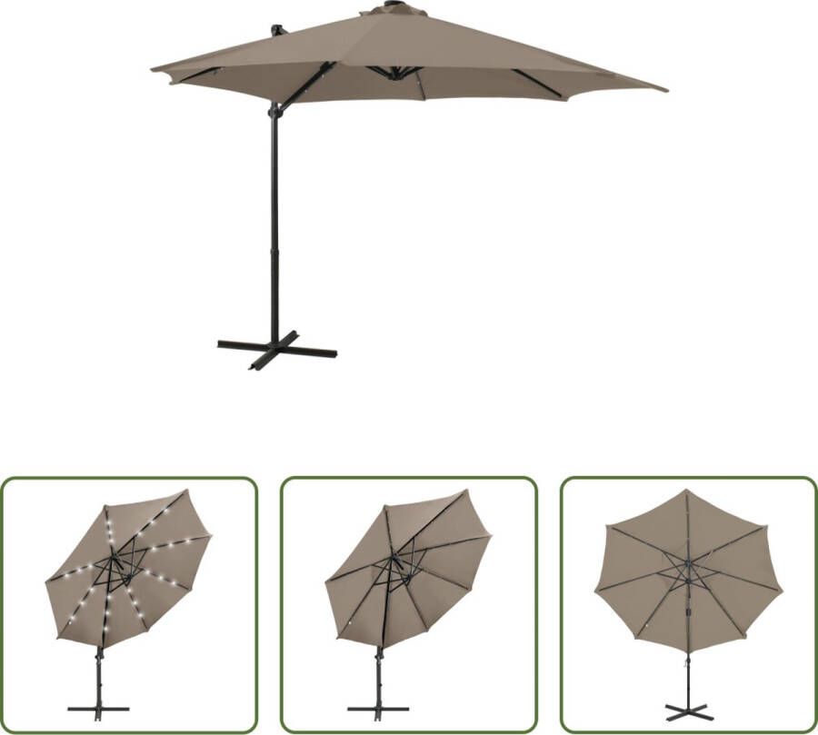 The Living Store Parasol Tuin LED 300x238 cm Taupe