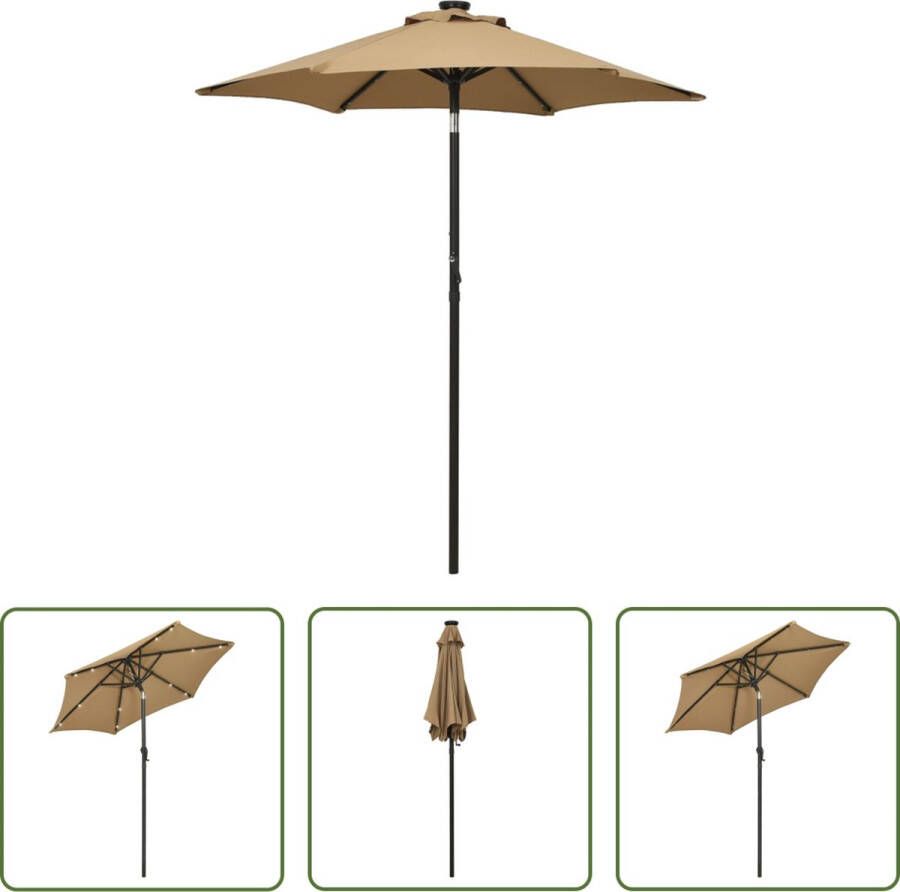 The Living Store Parasol Tuinmeubelen 200 x 211 cm Kantelbaar UV-bescherming Draagbaar Aluminium Taupe donkergrijs