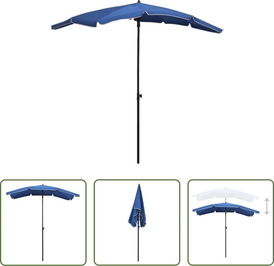 The Living Store Parasol Tuinparasol 200x130x234 cm Azuurblauw UV-beschermend polyester Stalen paal