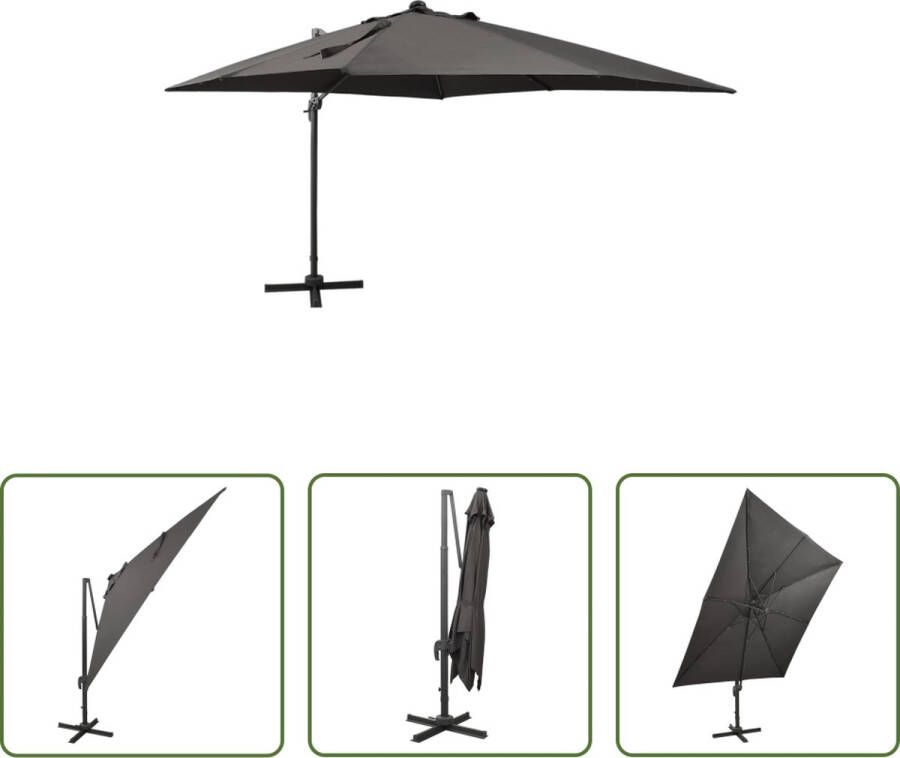 The Living Store Parasol Tuinparasol 300 x 300 x 258 cm Antraciet