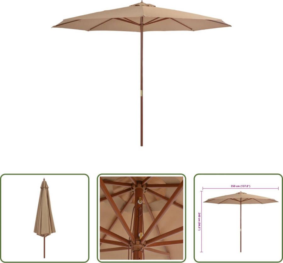 The Living Store Parasol UV-beschermend Polyester 350 x 256 cm Dubbel katrolsysteem