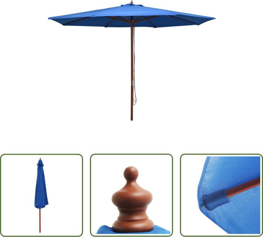 The Living Store Parasol UV-beschermend polyester 48mm paaldiameter Stabiel en duurzaam Eenvoudig te monteren Blauw 350 x 256 cm