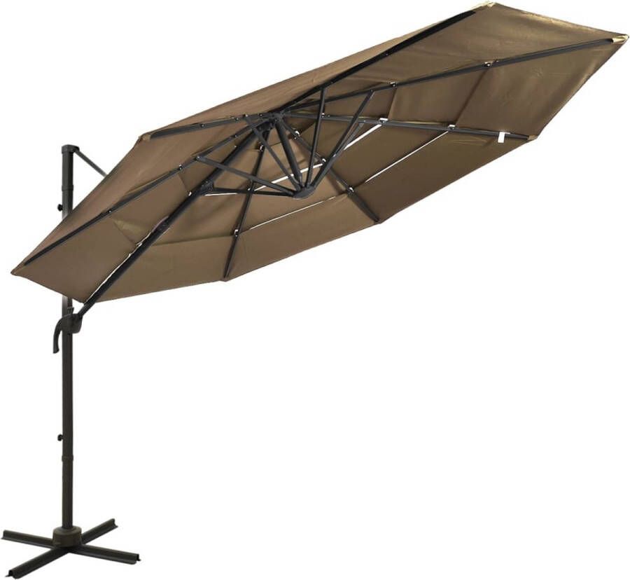 The Living Store Parasol Vierkant 300x300x247 cm UV-beschermend polyester Taupe