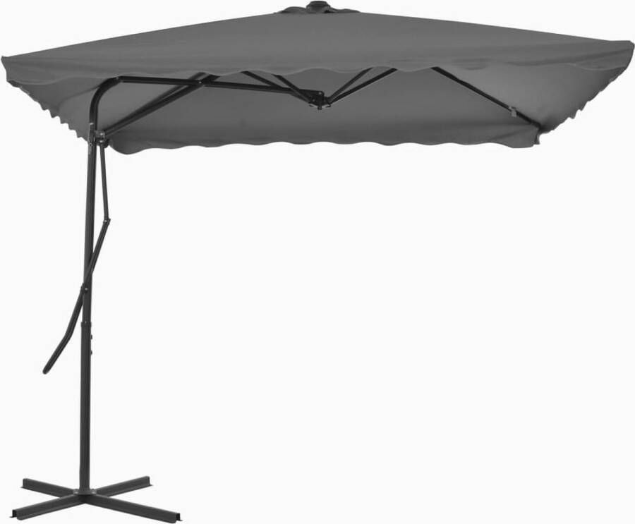 The Living Store Parasol Vierkant Antraciet 250x250x230 cm UV-beschermend Stabiel Eenvoudig te monteren