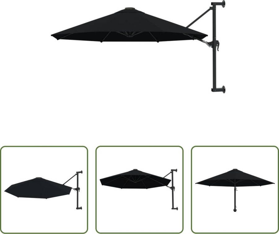 The Living Store Parasol Wandmodel 300 x 131 cm Zwart