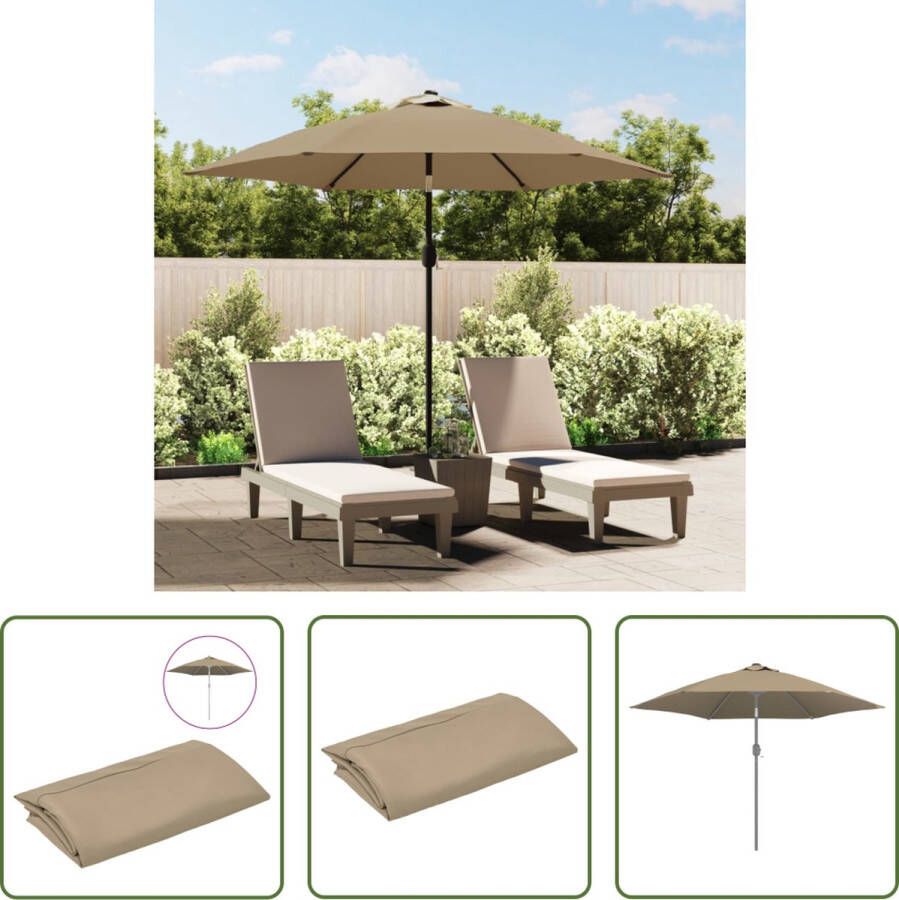 The Living Store Parasoldoek UV-beschermend polyester Taupe Diameter 300 cm Geen montage vereist
