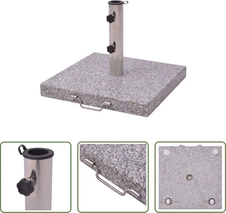 The Living Store Parasolvoet RVS 29 kg Ø 3 meter wielen handvat grijs graniet 38 48 mm adapters