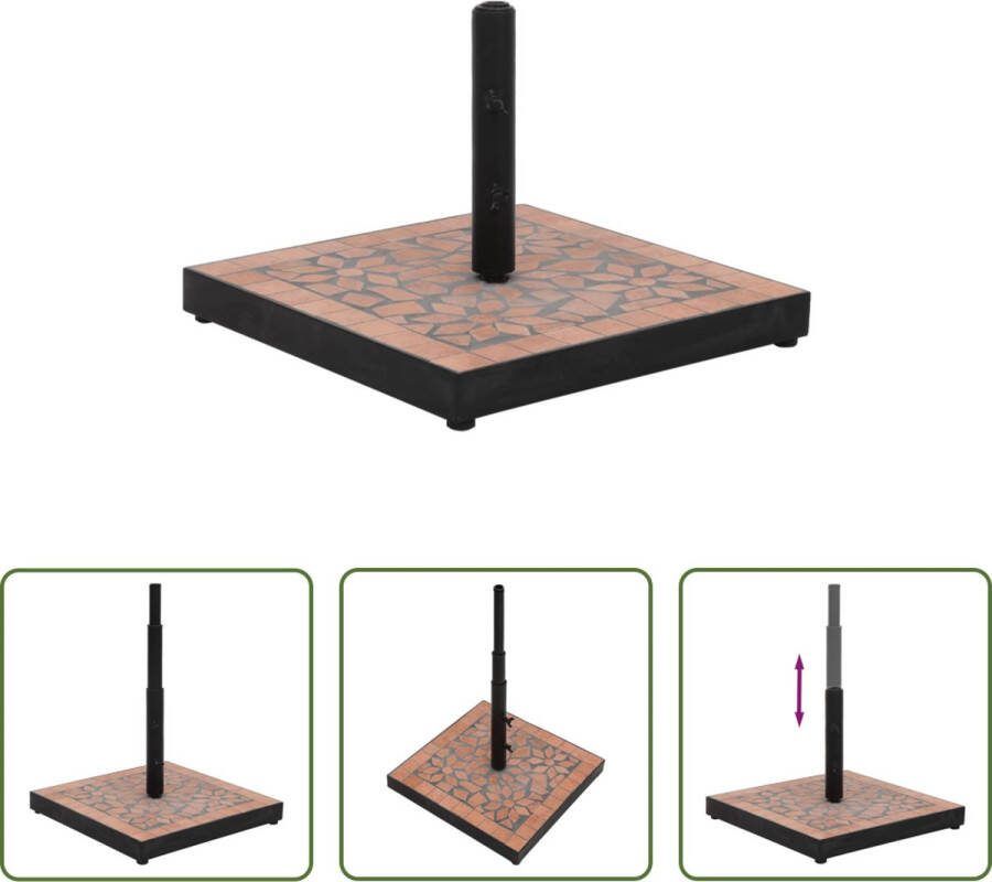 The Living Store Parasolvoet Terracotta Keramiek IJzer 40 x 40 x 28 cm Verstelbaar