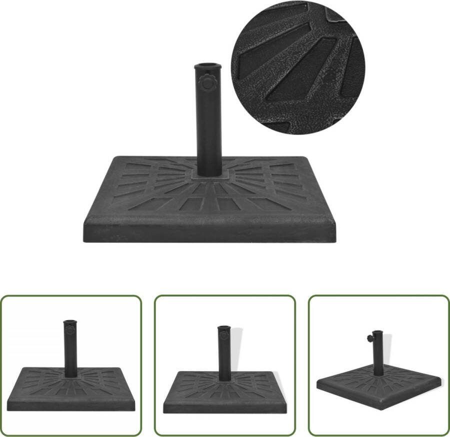 The Living Store Parasolvoet Weerbestendig hars 57 mm buisdiameter Inclusief adapters Zwart 51 x 51 x 32.5 cm