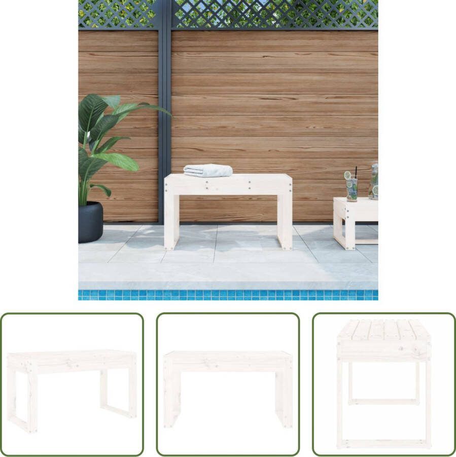 The Living Store Parkbank Grenenhout Wit 80 x 38 x 45 cm Draagvermogen 110 kg