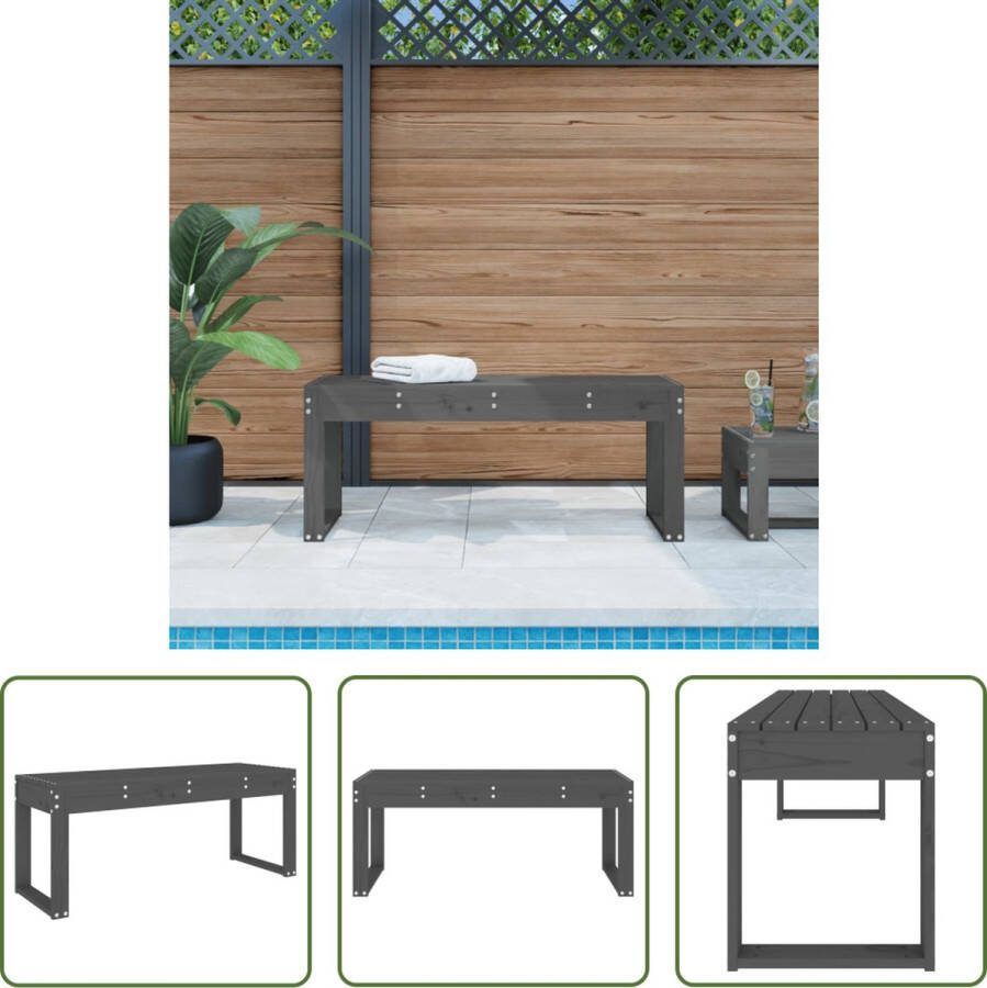 The Living Store Parkbank Massief Grenenhout Grijs 110 x 38 x 45 cm Waterbestendige hoes Montage vereist