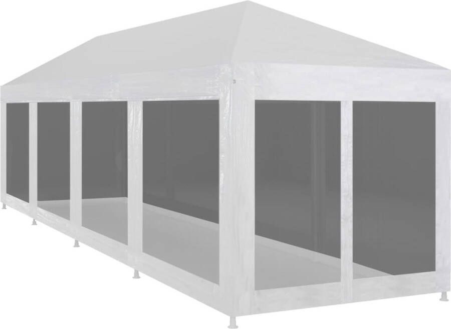 The Living Store Partytent 12x3x2.55m Waterdicht UV-bestendig Inclusief 10 mesh zijwanden Wit Zwart PE en gepoedercoat staal