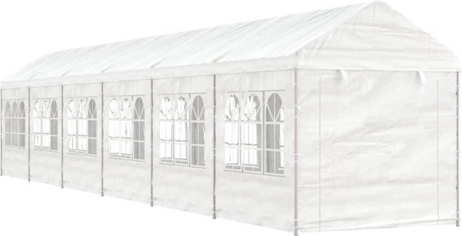 The Living Store Partytent 13.38 x 2.28 x 2.69 m PE Materiaal Stevig Stalen Frame 14 Zijwanden Wit