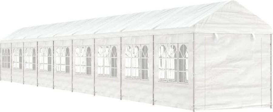 The Living Store Partytent 20.07 x 2.28 x 2.69 m PE Stevig Stalen Frame Bescherming tegen zon regen en wind Praktisch ontwerp Veelzijdig Wit