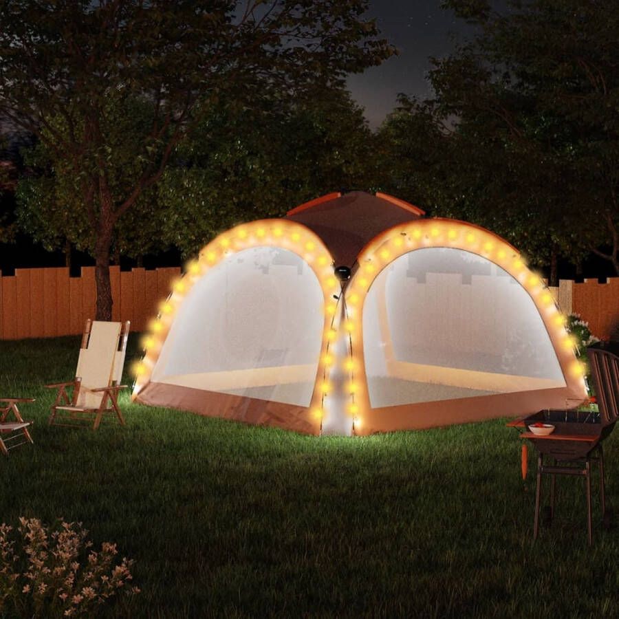 The Living Store Partytent met LED en 4 zijwanden 3-6x3-6x2-3 m grijs en oranje Tuinprieel