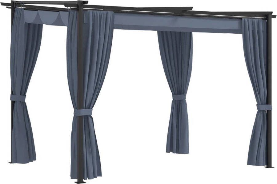The Living Store Partytent 3x3x2.3m Antraciet Staal en stof Inclusief zijwanden en anti-uv PA-coating