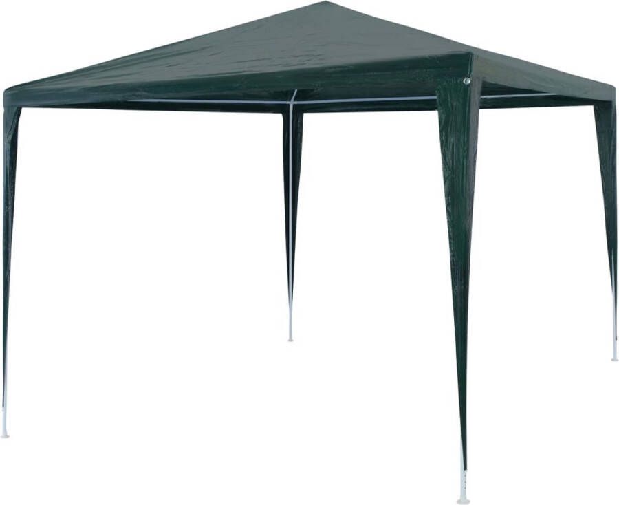 The Living Store Partytent 3x3x2.55 m Groen PE dak Stalen frame UV- en waterbestendig