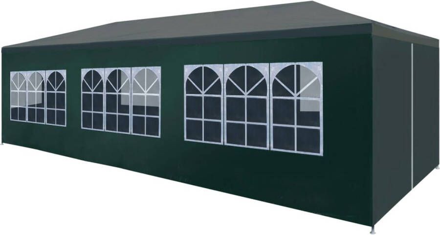 The Living Store Tuinpaviljoen Groen 9x3x2.55m UV- en waterbestendig Staal frame