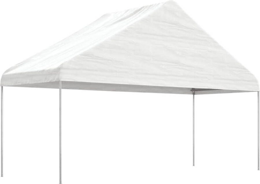 The Living Store Partytent 5.88x2.23x3.75 m PE Wit Stalen Frame
