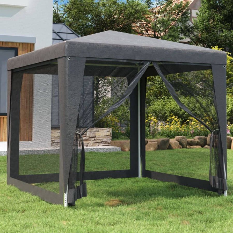 The Living Store Partytent Antraciet 250 x 250 x 245 cm HDPE materiaal IJzeren frame