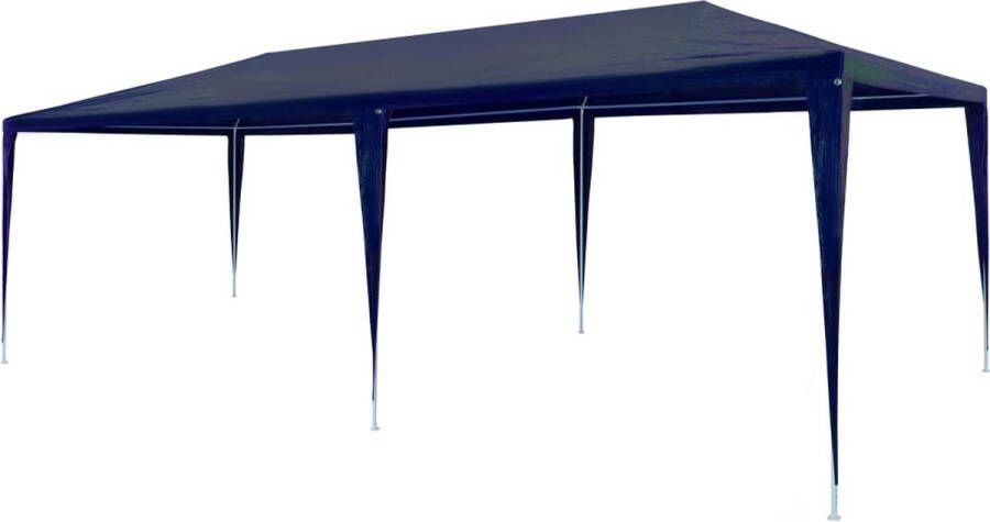 The Living Store Partytent Blauw 3x6x2.55m UV- en waterbestendig PE dak Stalen frame