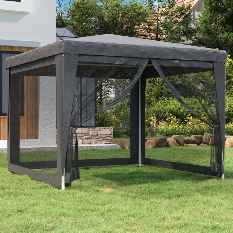 The Living Store Partytent Gazebo 300x300x246 cm Antraciet HDPE Materiaal IJzeren frame