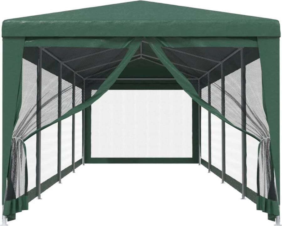 The Living Store Partytent Groen 300 x 1200 x 260 cm HDPE IJzer Waterbestendig 10 mesh zijwanden