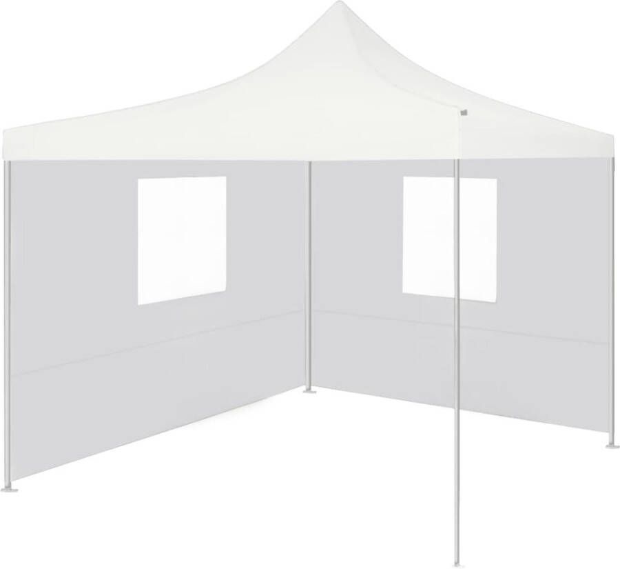 The Living Store Partytent 2x2x3.15m UV- en waterbestendig inclusief 2 zijwanden met transparante vensters gepoedercoat frame wit