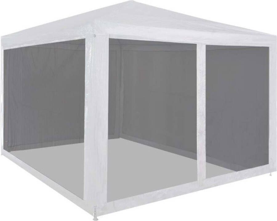 The Living Store Partytent met mesh zijwanden 3x3x2.55m waterdicht UV-bestendig inclusief bevestigingsaccessoires wit zwart PE staal