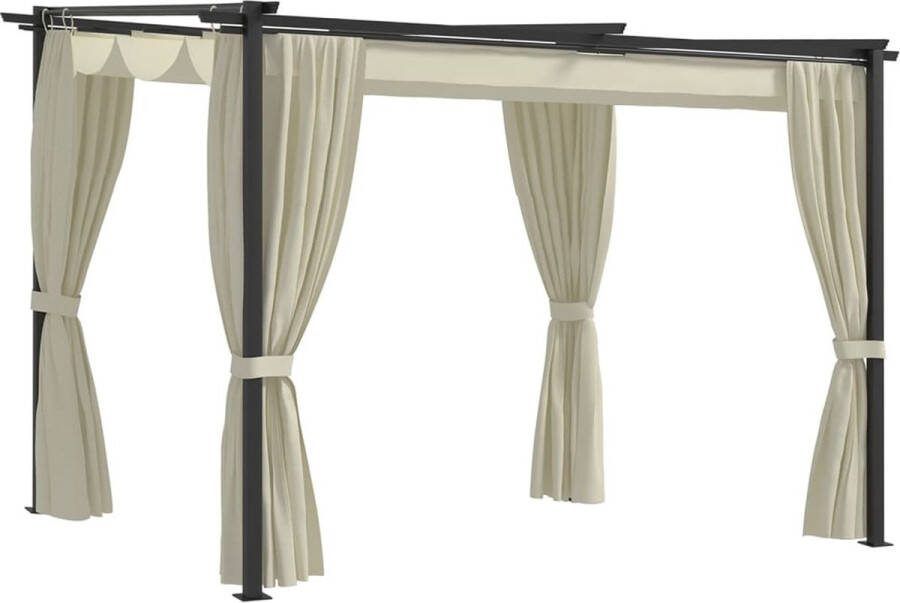 The Living Store Partytent paviljoen 3x3x2.3m water- en uv-bestendig inclusief zijwanden crème staal en stof