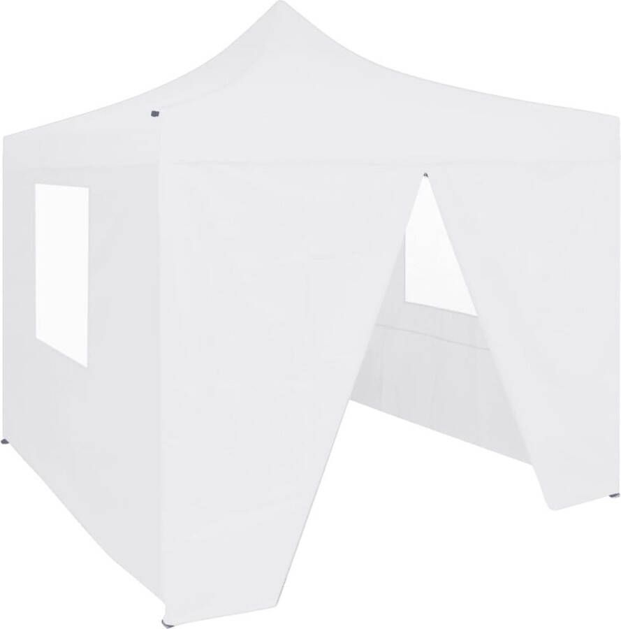 The Living Store Partytent met 4 zijwanden inklapbaar 2x2 m staal wit Tuinprieel