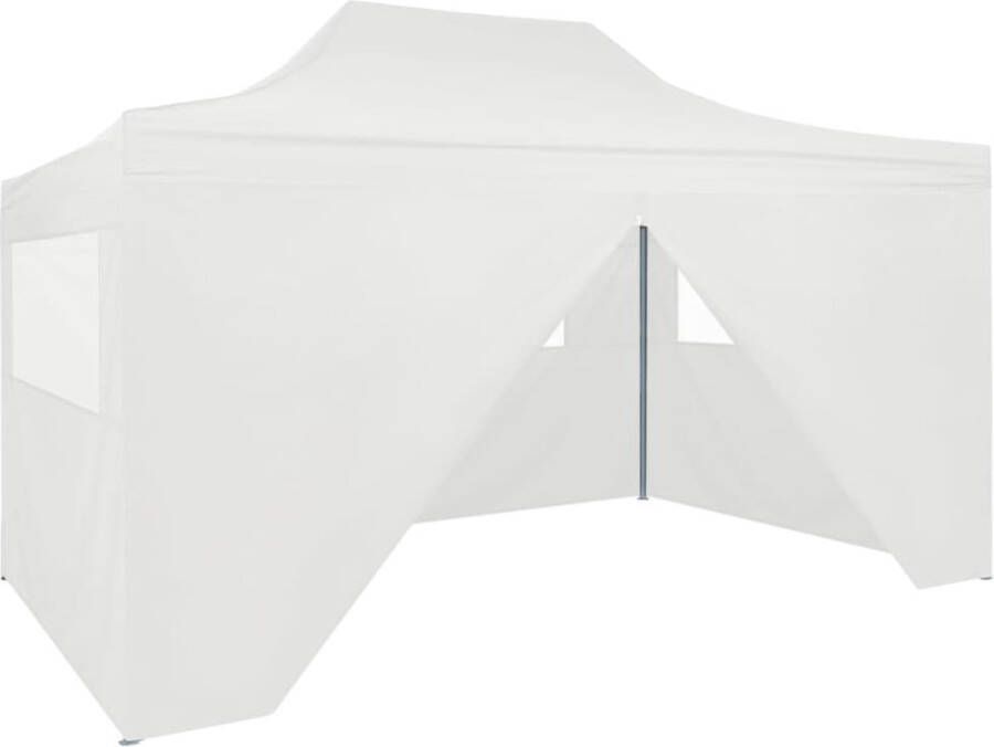 The Living Store Pavilion Partytent 280x410x315 cm UV- en Waterbestendig Inklapbaar Wit Gepoedercoat Staal Frame