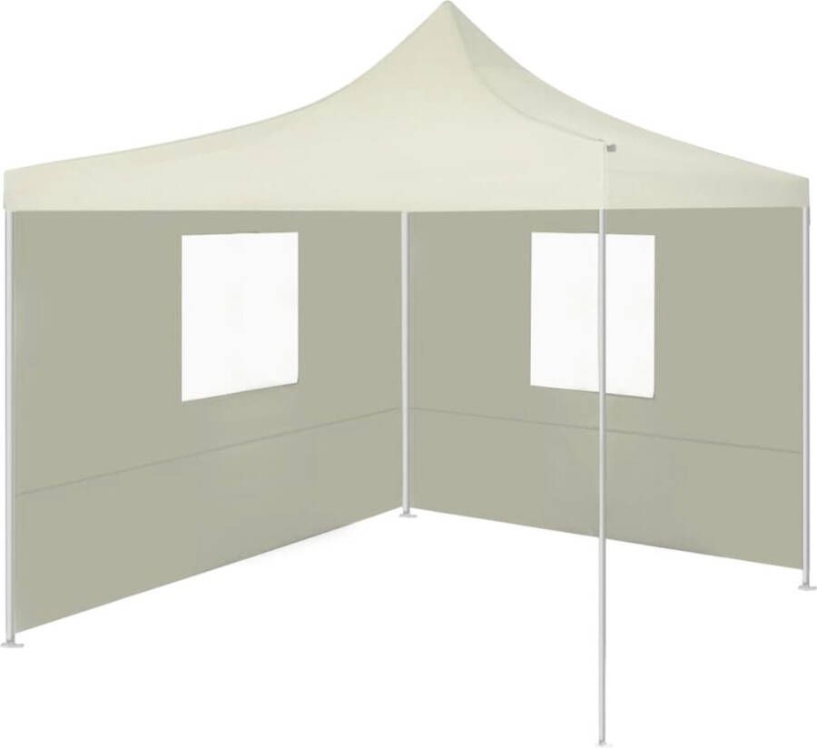 The Living Store paviljoen 2x2x3.15m crème uv- en waterbestendig 2 zijwanden met transparante vensters inklapbaar design