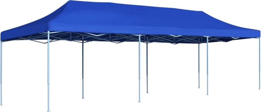 The Living Store Paviljoen Blauw 870x291x315 cm Uv- en waterbestendig Inklapbaar Gepoedercoat stalen frame Oxford met PVC-coating Inclusief haringen en touwen