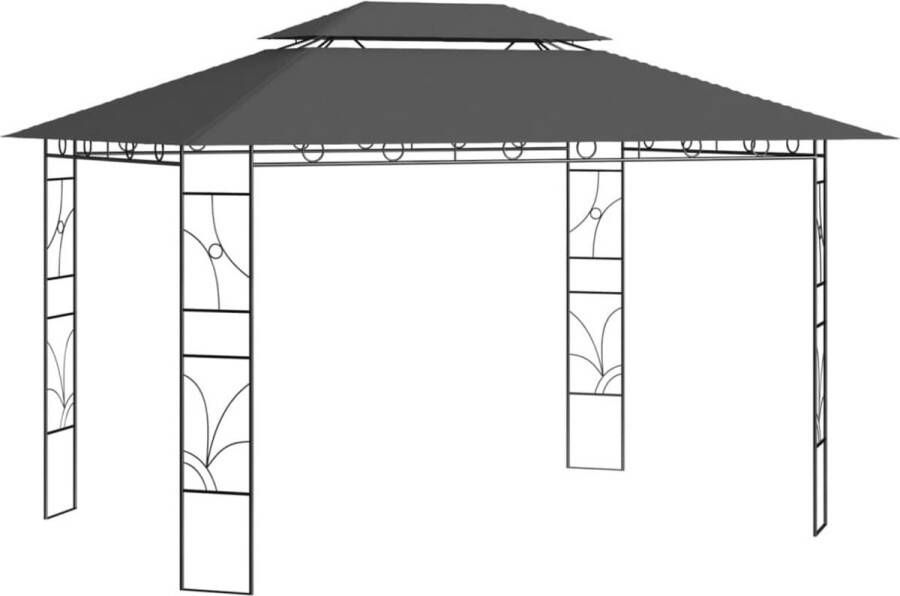 The Living Store Paviljoen Outdoor 400x300x270 cm Antraciet Staal en stof PA-coating