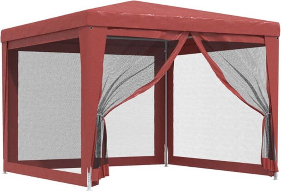 The Living Store Paviljoen Partytent 300x300x246 HDPE IJzer Rood UV-bestendig Waterbestendig 4 mesh zijwanden