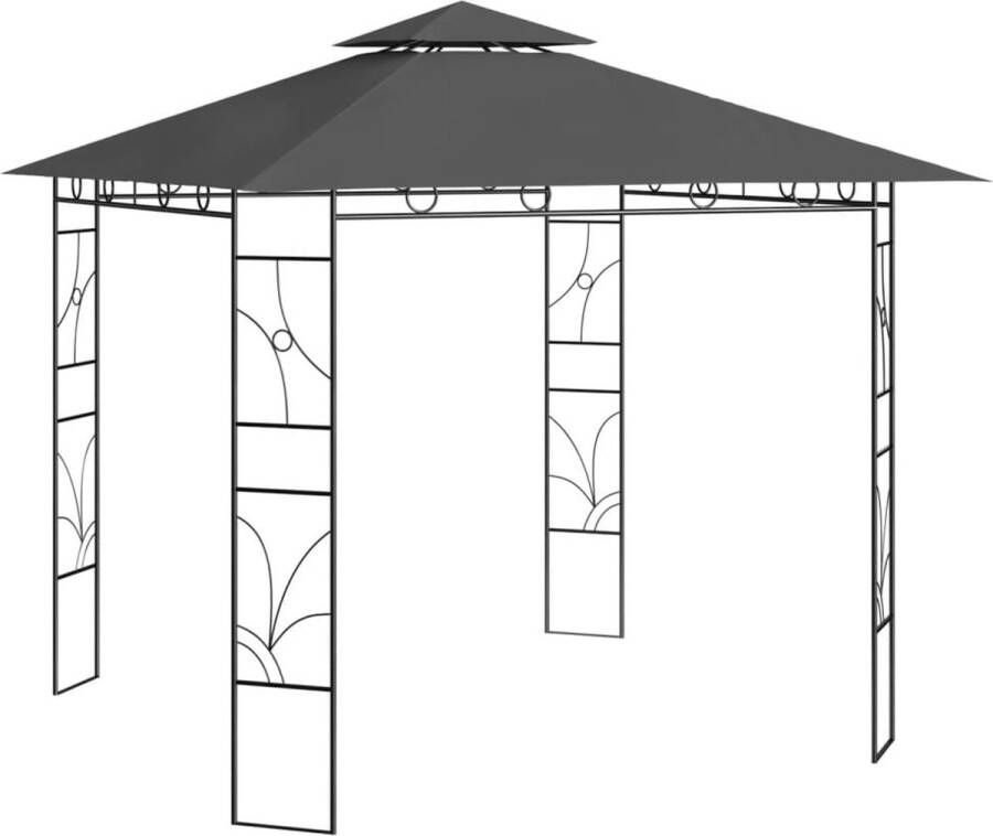 The Living Store Paviljoen Partytent 300x300x270 cm Antraciet Staal en stof met PA-coating