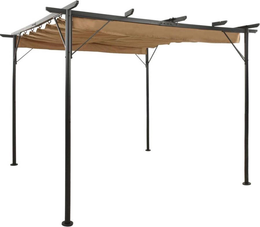 The Living Store Pergola 3 x 3 x 2.25 m Taupe Gepoedercoat staal Waterbestendig