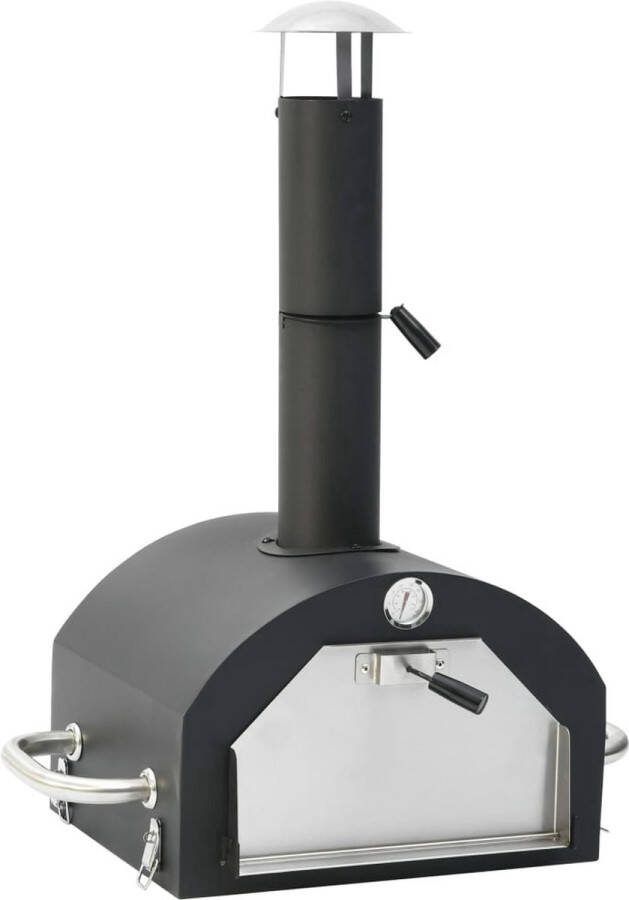 The Living Store Pizzaoven SPCC met poedercoating 66 x 44 x 85.5 cm Inclusief pizzasteen