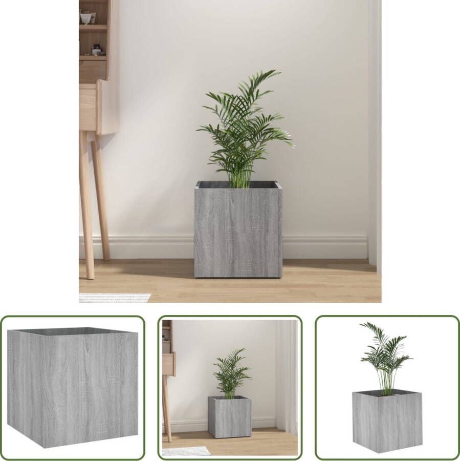 The Living Store Plantenbak Grijs Sonoma Eiken 40 x 40 x 40 cm Stevig bewerkt hout