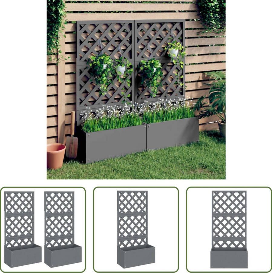 The Living Store Plantenbak met Latwerk Hout-Kunststof-Composiet (HKC) Grijs 65 x 33 x 135 cm 2 stuks