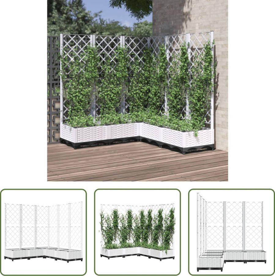 The Living Store Plantenbak Met Latwerk Polypropeen 120 x 120 x 121.5 cm Wit