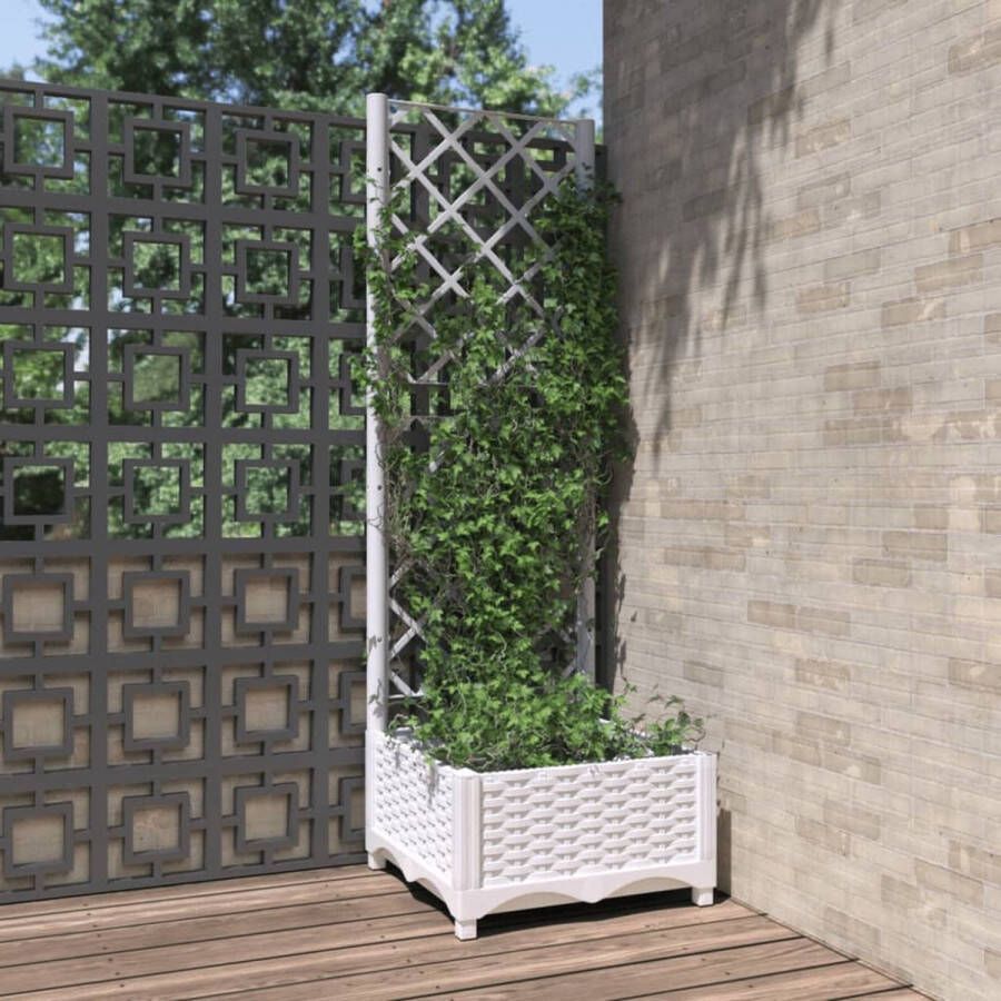 The Living Store Plantenbak met Latwerk wit 40 x 40 x 121.5 cm polypropeen